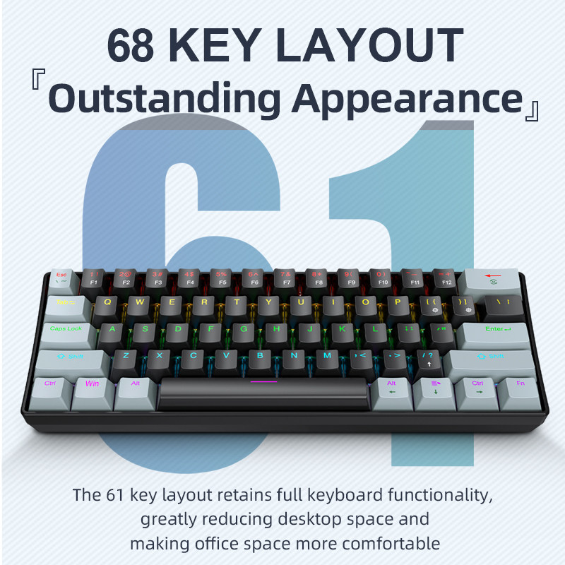 Gaming Keyboard Hot Swappable - APAYADO K61 Keyboard Mekanis Mini, Berkabel,