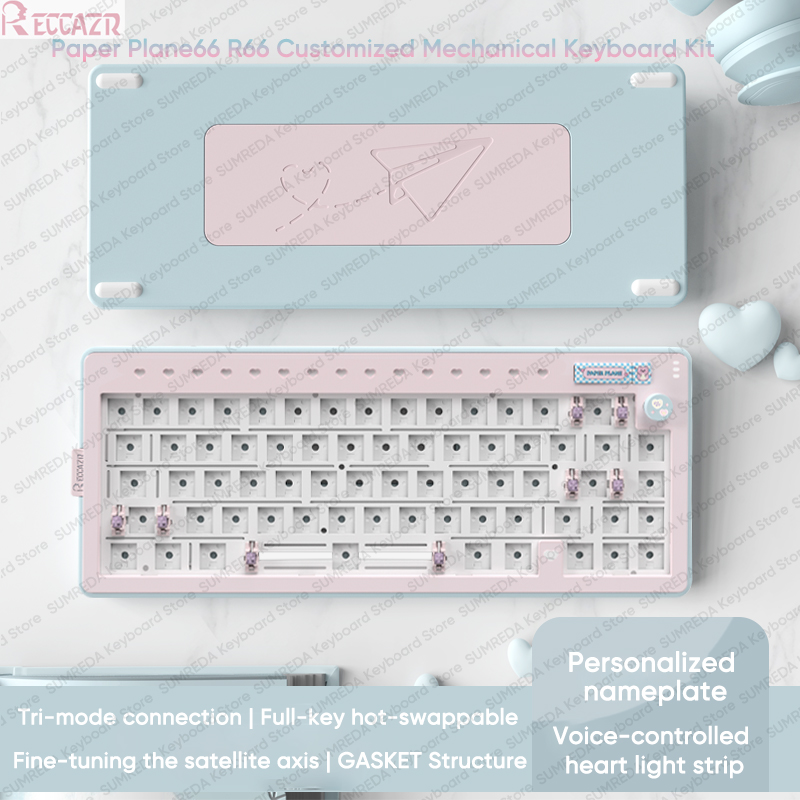 RECCAZR R66 Paper Plane66 Kit  - Gaming Keyboard Hot Swappable ulasan dan harga
