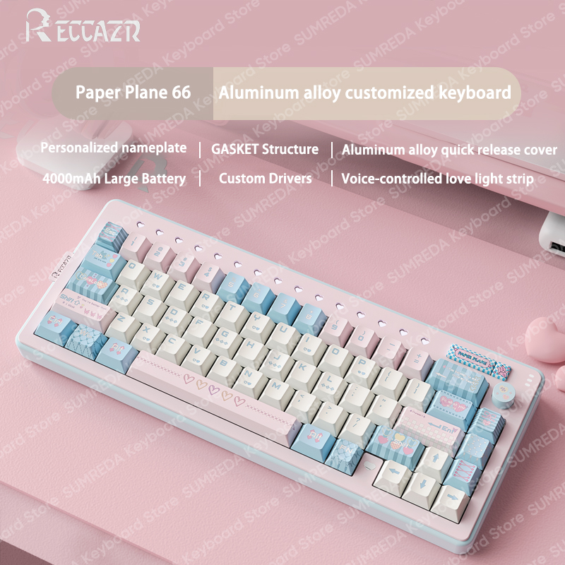 RECCAZR R66 Paper Plane66 Kit  - Gaming Keyboard Hot Swappable ulasan dan harga