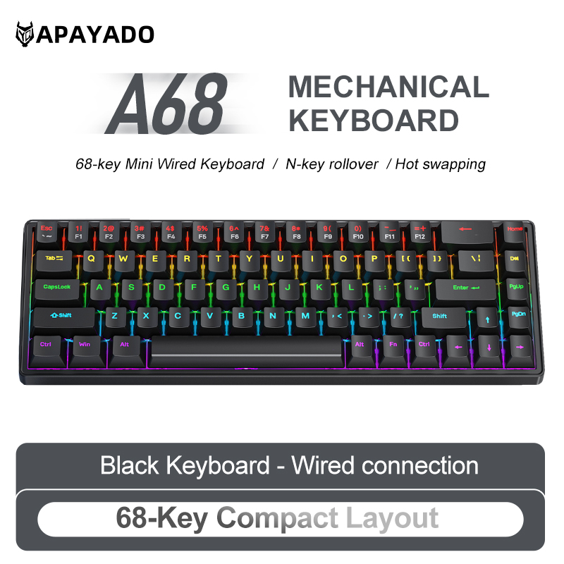 APAYADO A68 Keyboard Mekanis B - Keyboard Gaming Blue Switch ulasan dan harga