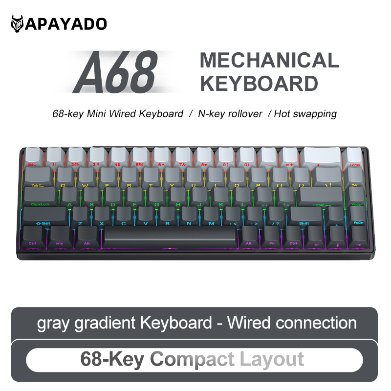 APAYADO A68 Keyboard Mekanis B - Keyboard Gaming Blue Switch ulasan dan harga